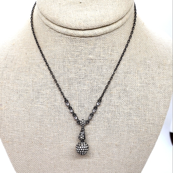 Givenchy Jewelry - Givenchy Y Crystal Ball Gun Metal Necklace